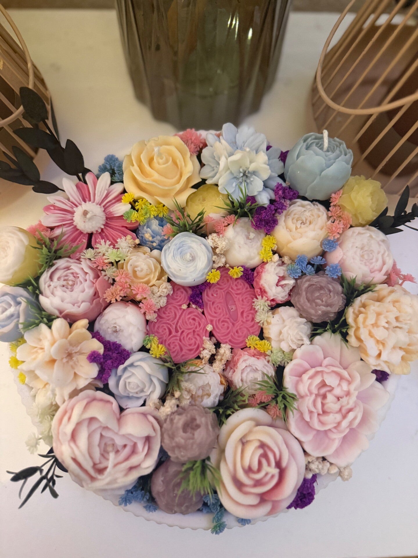 Blumen Gesteck mit Geb. Zahlen