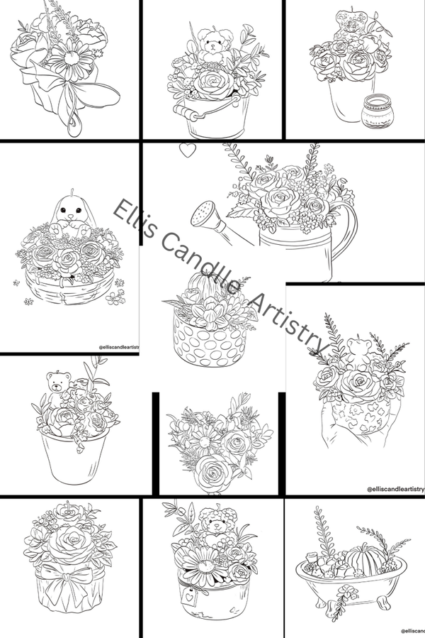 Bloom & Create – Florales Ausmalbild Set