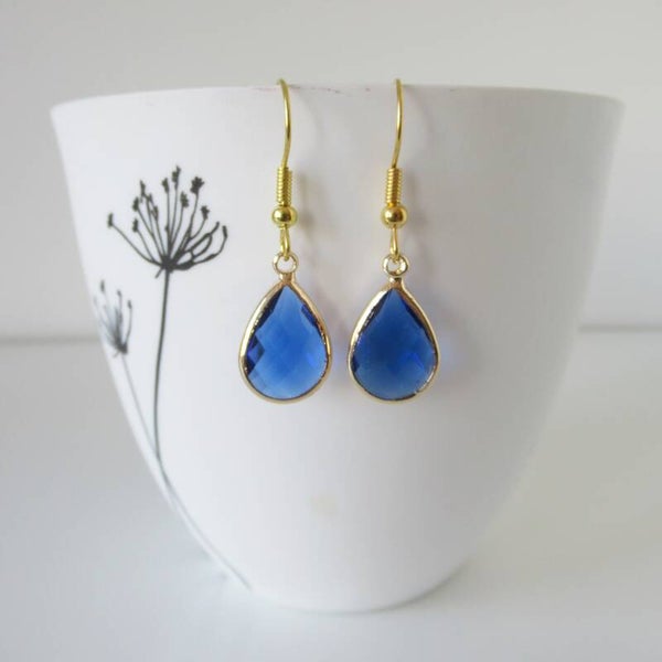 Goudkleurige blauwe oorbellen (nr. 653)