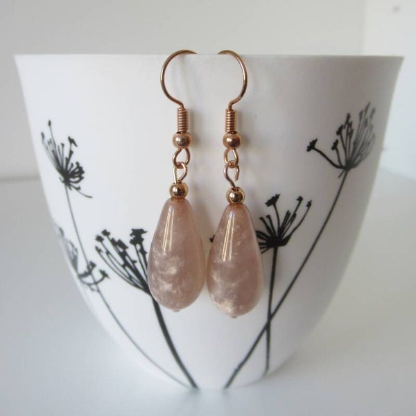 Rosékleurige polmo brown oorbellen (nr 668)