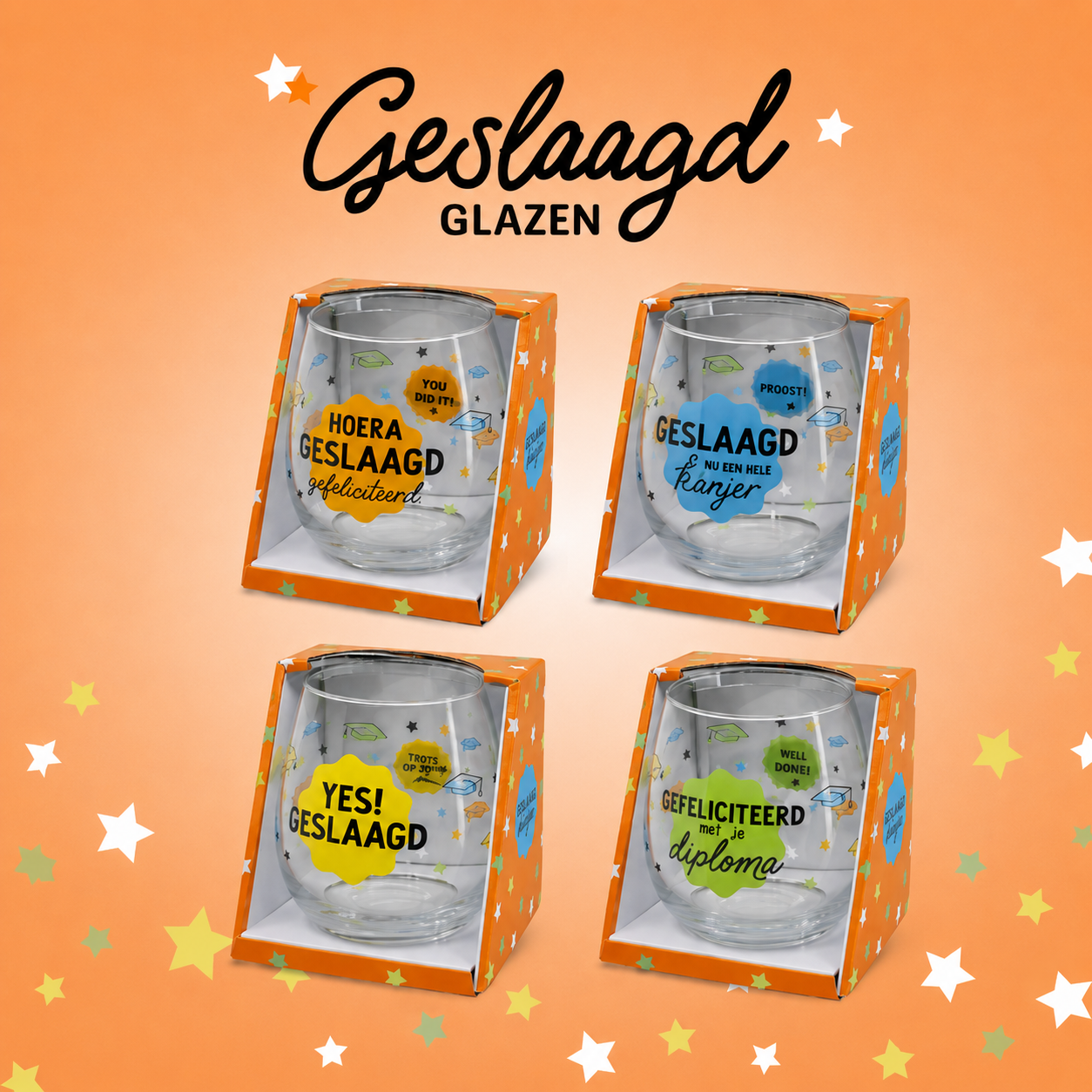 Geslaagd Glas – Keuze uit 4 varianten 🎓