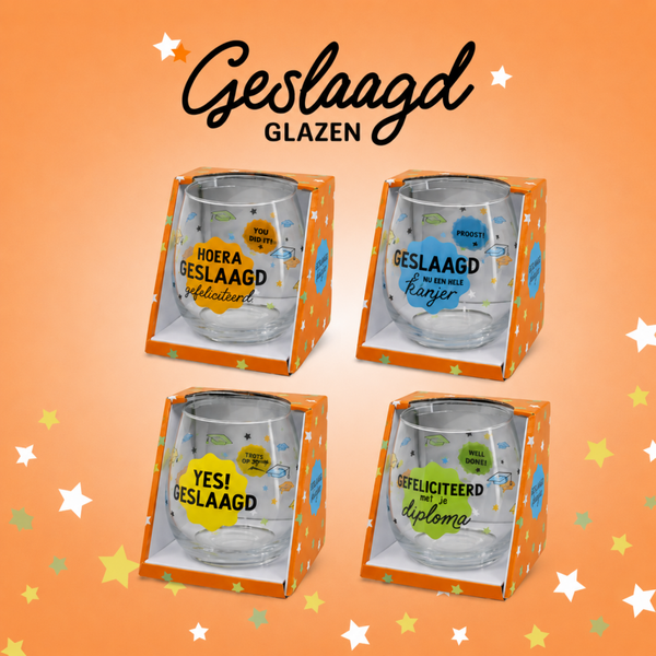 Geslaagd Glas – Keuze uit 4 varianten 🎓