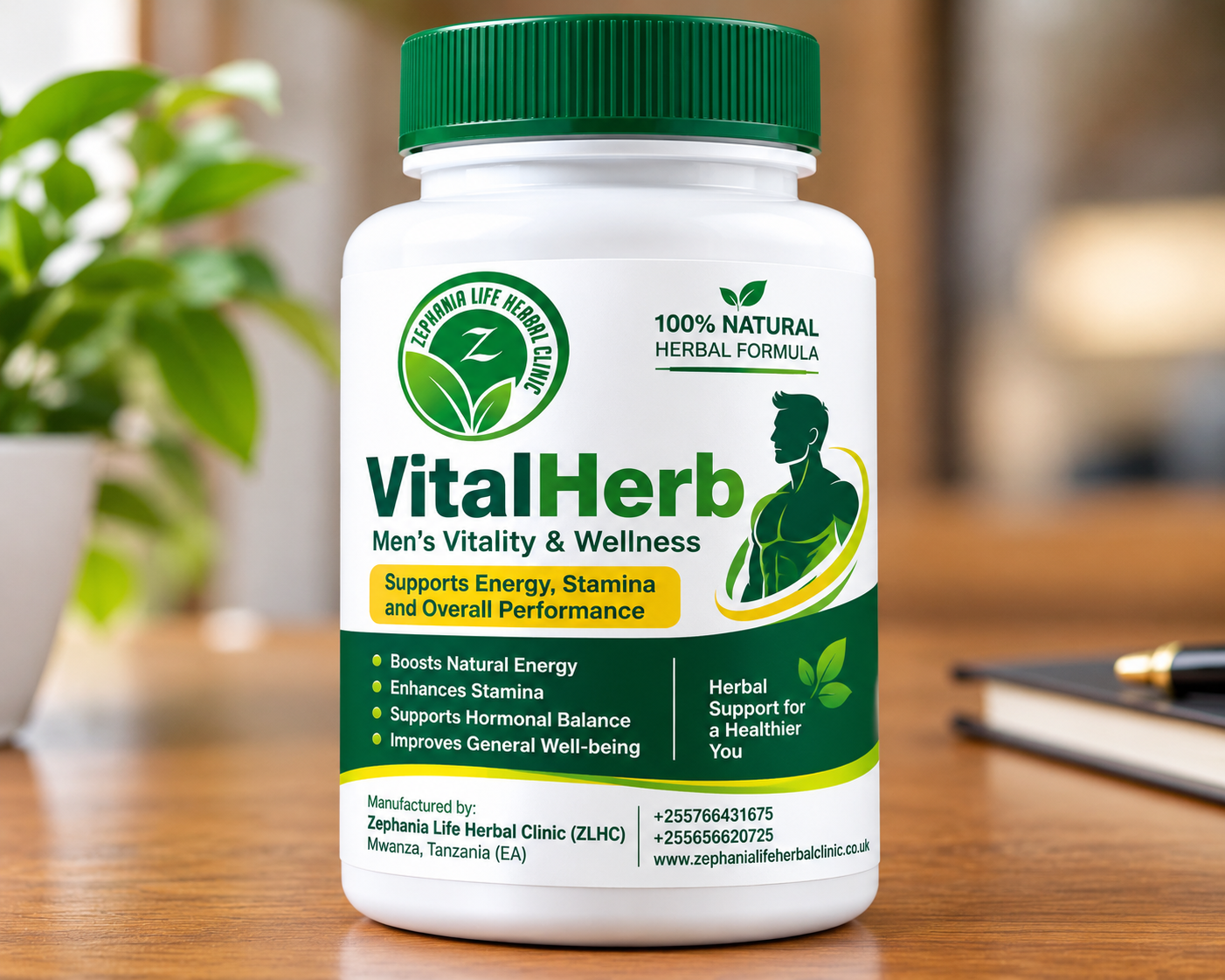 VitaMax Herbal Tonic by Zephania Life Herbal Clinic for male vitality and overall wellness.
