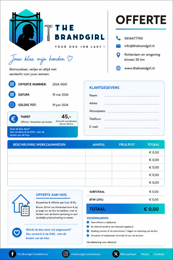 Offerte/ klus advies