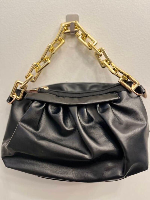 Black Pleated Hand Bag