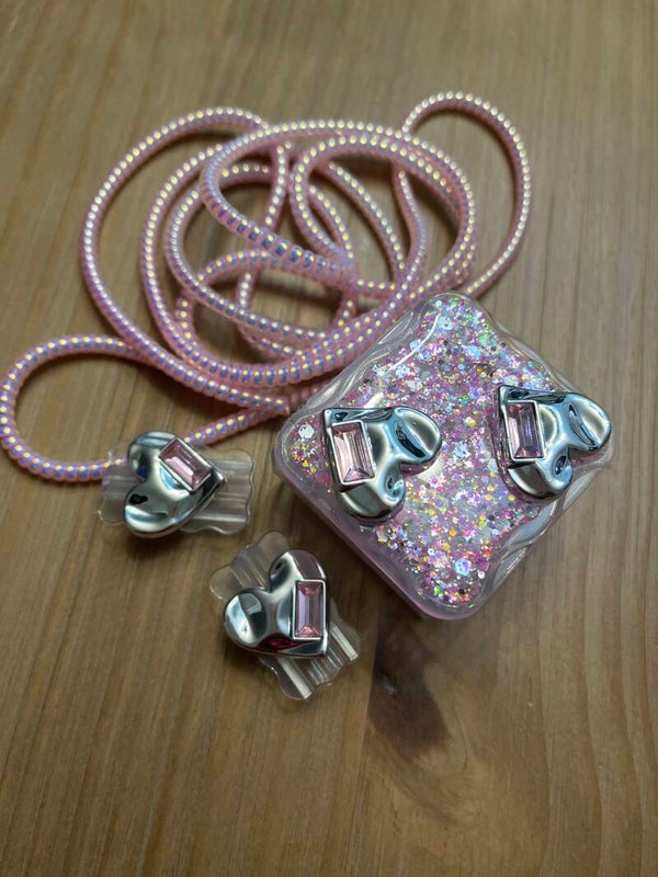 Glitter Rhinestone Love Heart Silicone Charger Case, 18W - 20W