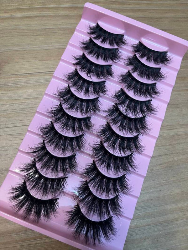 10 Pairs Faux Mink Lashes Messy Fluffy Curly 3D False Eyelashes Thick Volume Makeup Lashes Extension