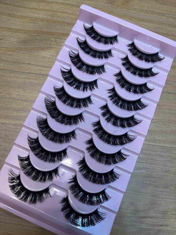 10 Pairs Lashes Thick Curly Dramatic Volume False Eyelashes Natural Look Russian Strip Lashes Extension For Stage Party Festival Use