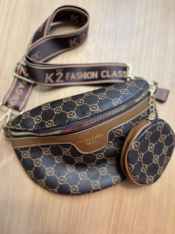 Classic Textured Crescent Crossbody Bag