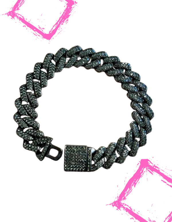 1 PC Faux Diamond Cuban Chain Bracelet