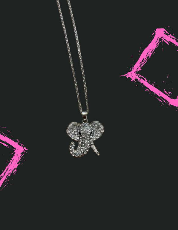 Elephant Pendant Necklace - Rhinestone
