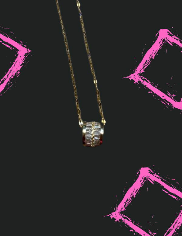 Cylindrical Zircon Pendant Necklace