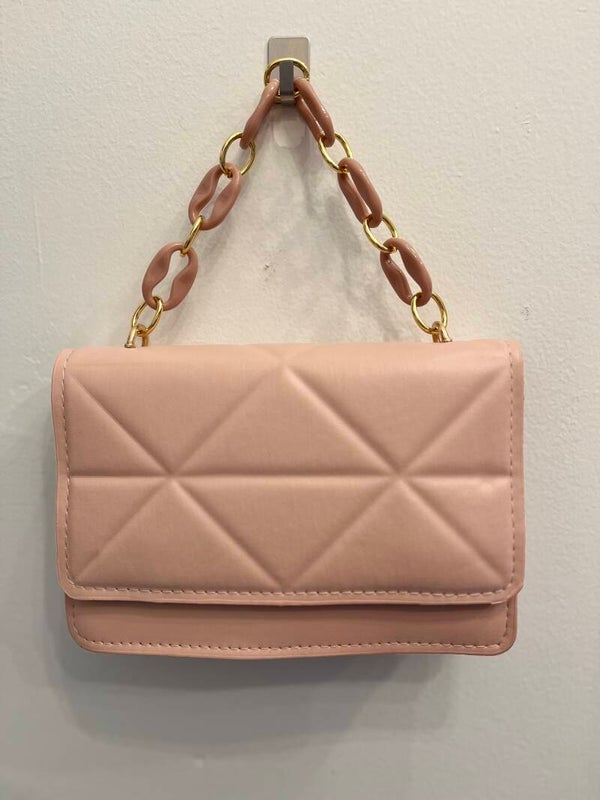 Pink Embossed Shoulder Bag w/Interchangeable Straps