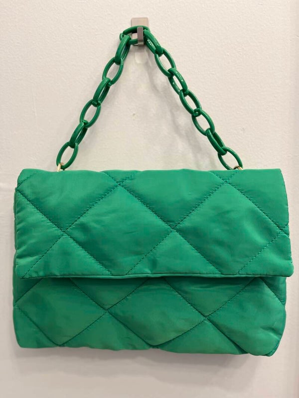 Green Puffer Quilted Crossbag w/Interchangeable Straps
