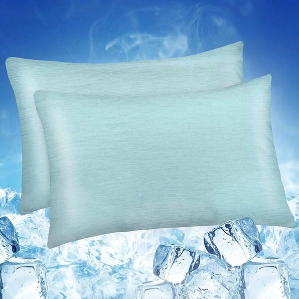 Lot de 2 Taies d'Oreiller Rafraîchissantes - Effet Froid Immédiat - Pour Nuits d'Été Sans Clim