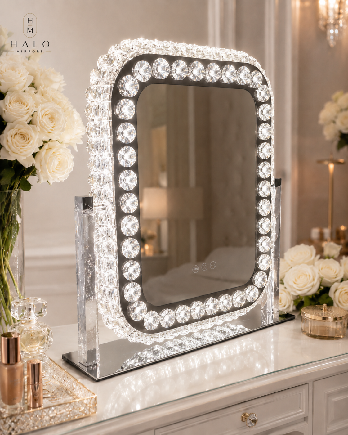 LED Crystal Hexagon Mirror