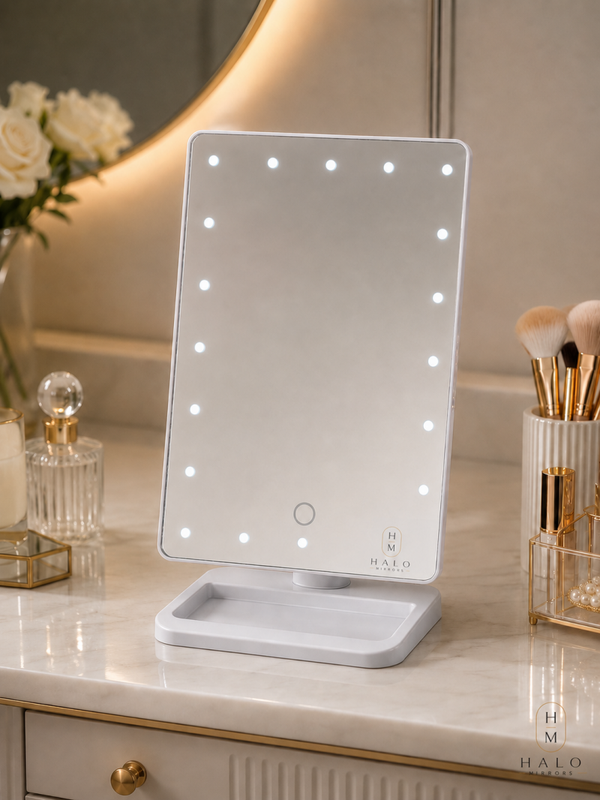 Bluetooth LED Vanity Makeup Mirror (Pearl White)