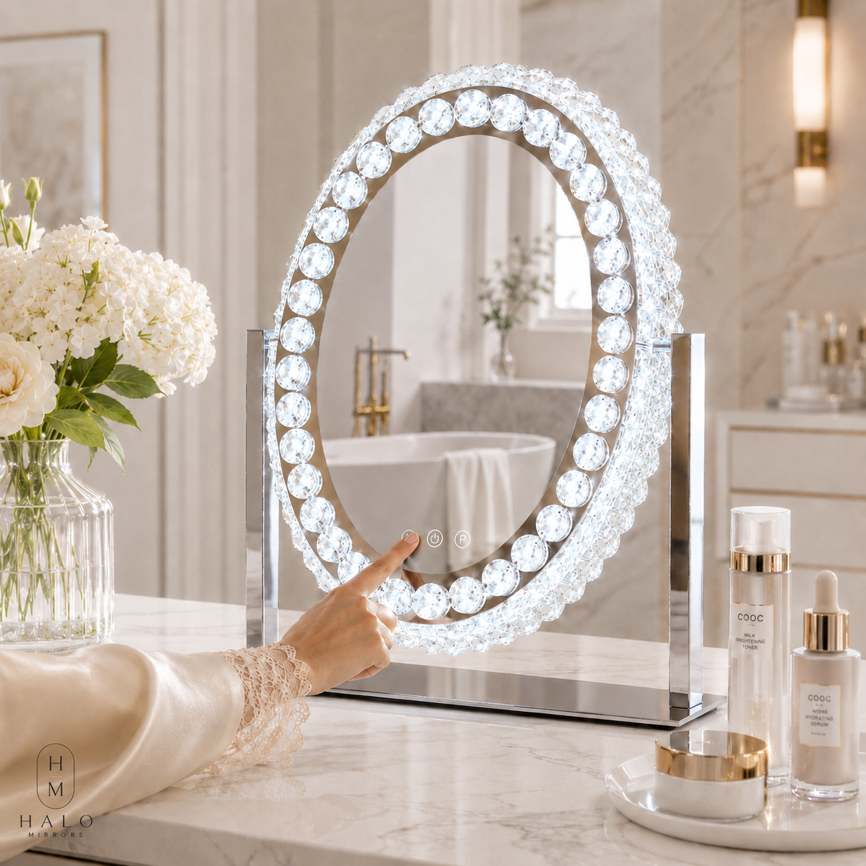 LED Crystal Oval Mirror