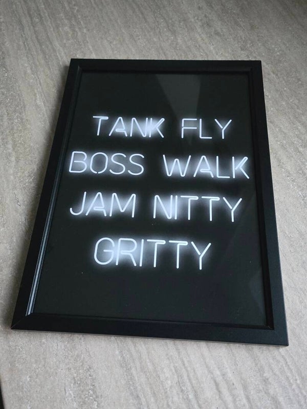 Tank Fly Boss Walk White Neon Framed Print