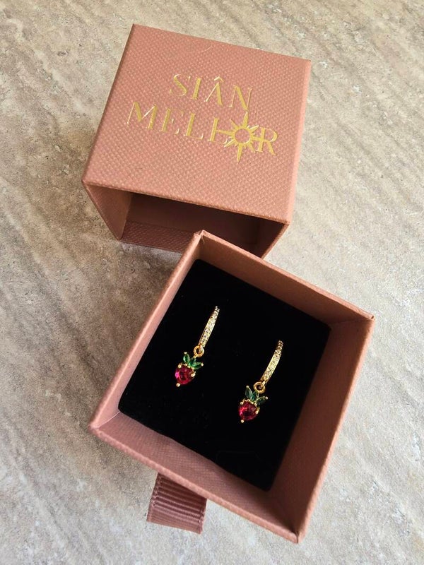 Strawberry Huggie Hoop Earrings