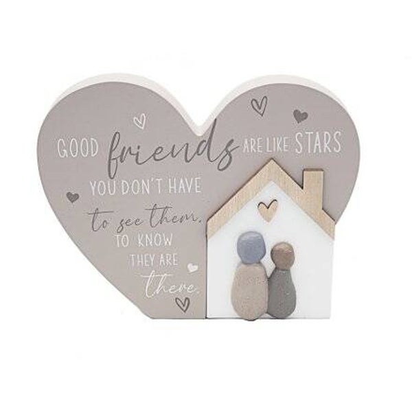 Friends Are Like Stars Wooden Pebble Plaque