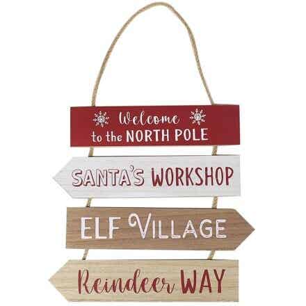 North Pole Wooden Christmas Hanging Sign