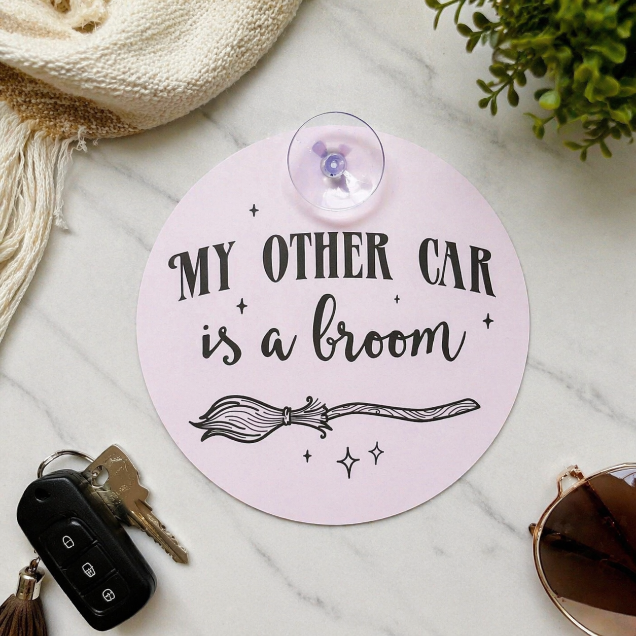 My Other Car is a Broom Window Sign