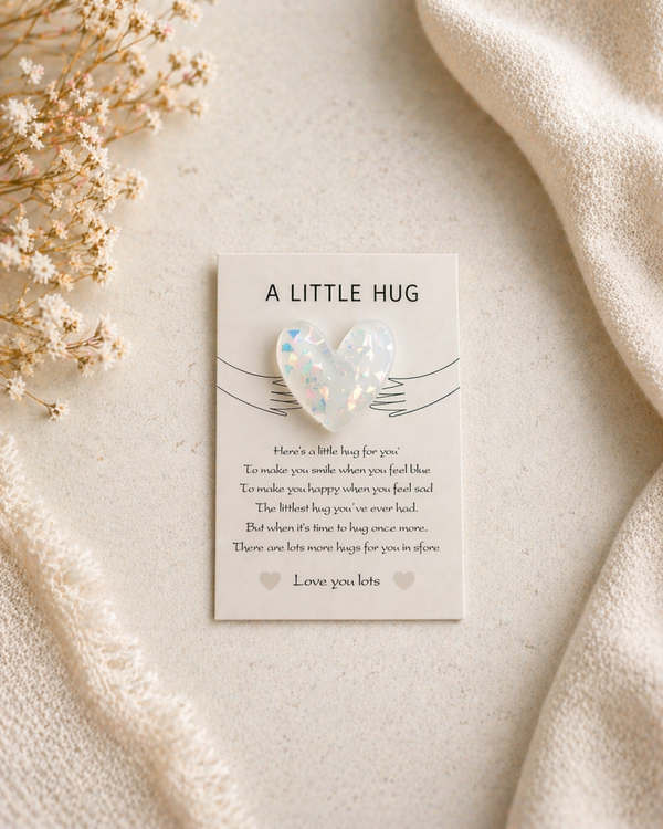 White Little Pocket Hug Heart Token