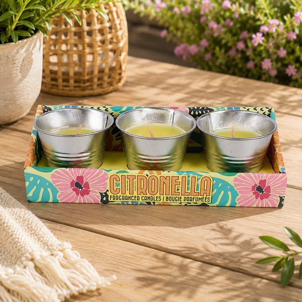 Set of 3 Citronella Bucket Candles