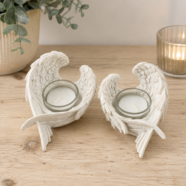 Set of 2 Angel Wing Tealight Holders