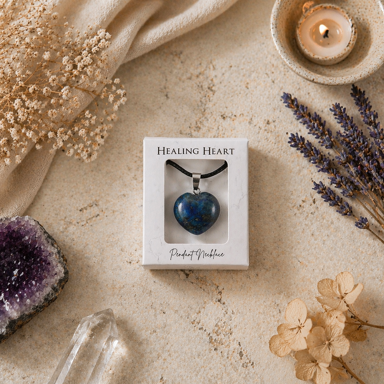 Lapis Lazuli Crystal Healing Heart Necklace