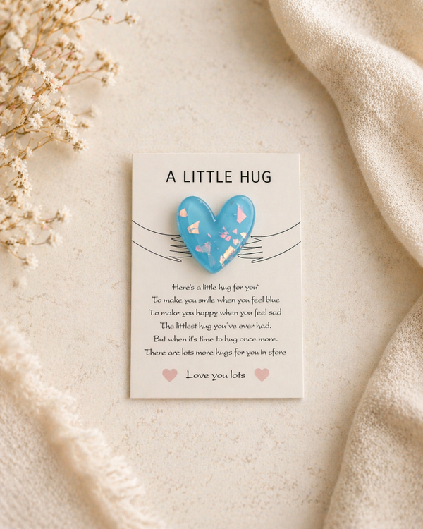 Blue Little Pocket Hug Heart Token