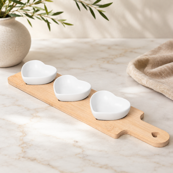 Wooden Heart Snack Tray