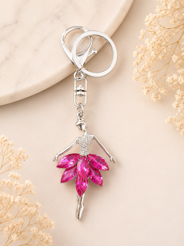 Pink Crystal Ballerina Keyring