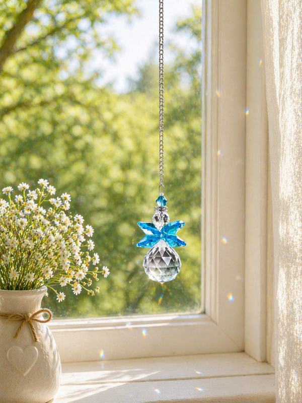 Blue Crystal Angel Suncatcher