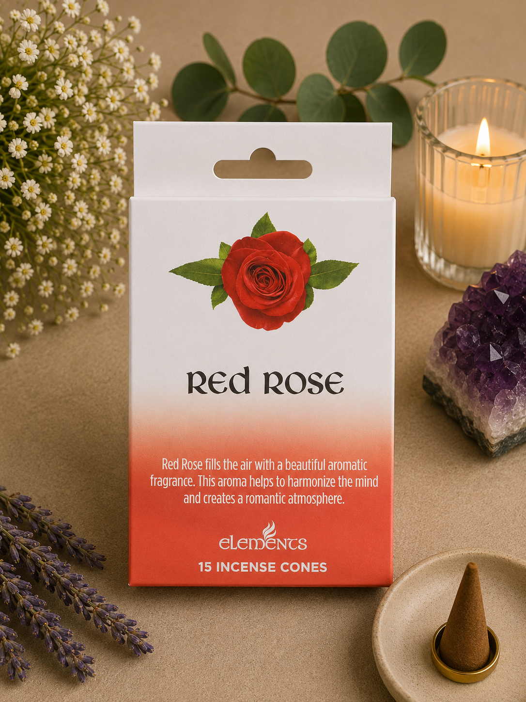 Elements Red Rose Incense Cones