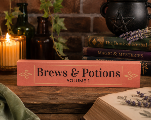 Brews & Potions Wooden Book Sign