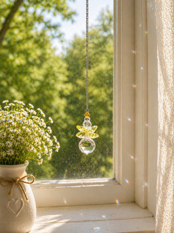 Yellow Crystal Angel Suncatcher