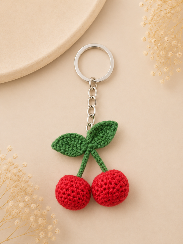 Crochet Cherries Keyring
