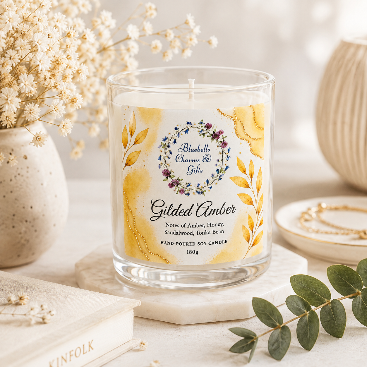 Gilded Amber Hand-Poured Soy Candle