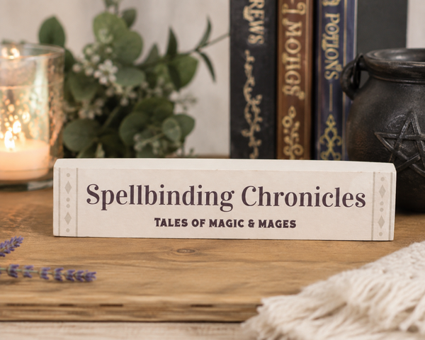 Spellbinding Chronicles Wooden Book Sign