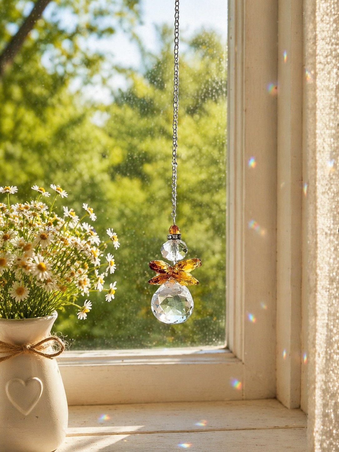 Amber Crystal Angel Suncatcher