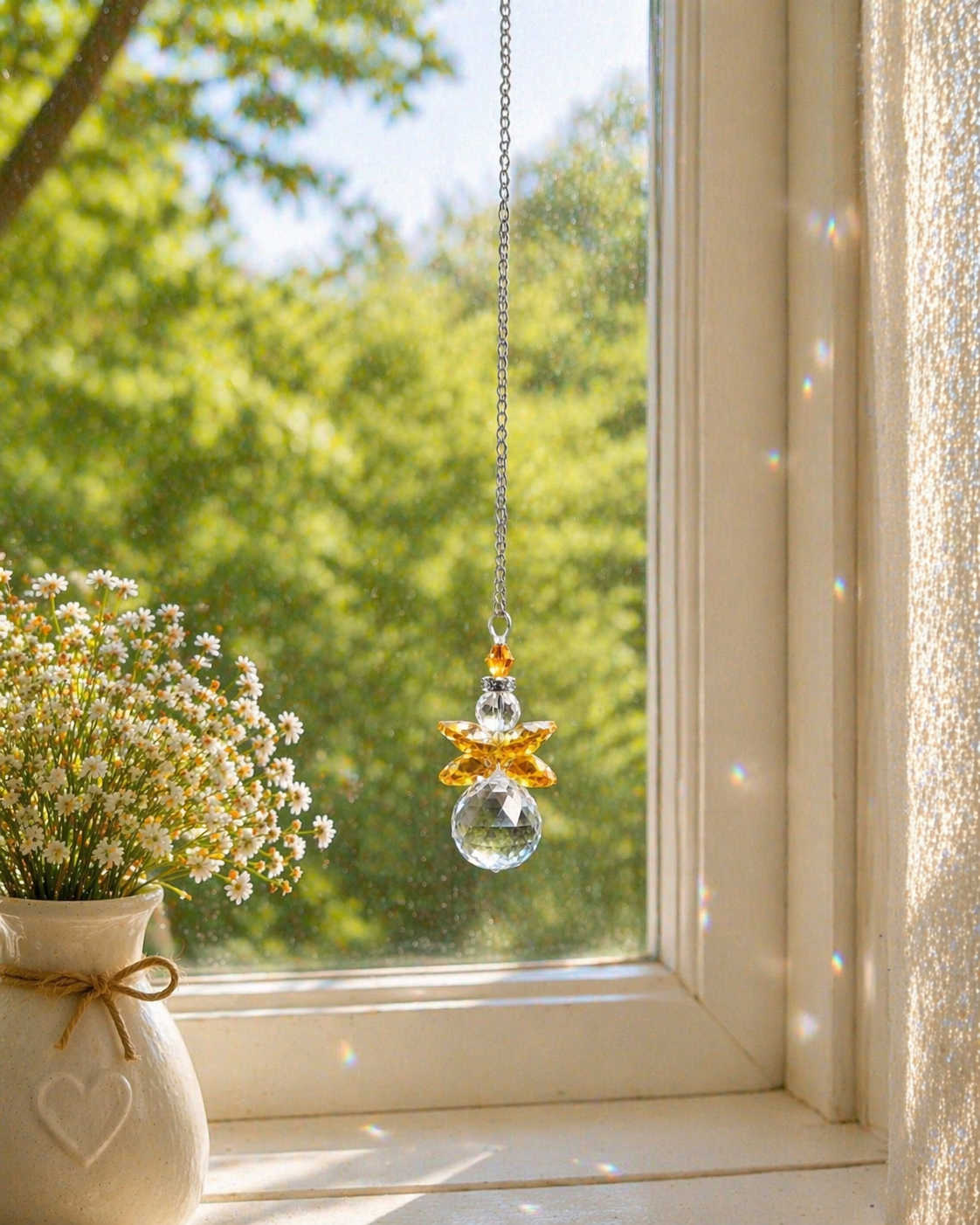 Orange Crystal Angel Suncatcher
