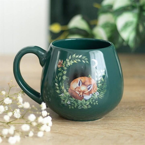 Fawn and Friends Large Green Sleeping Fox Rounded Mug
