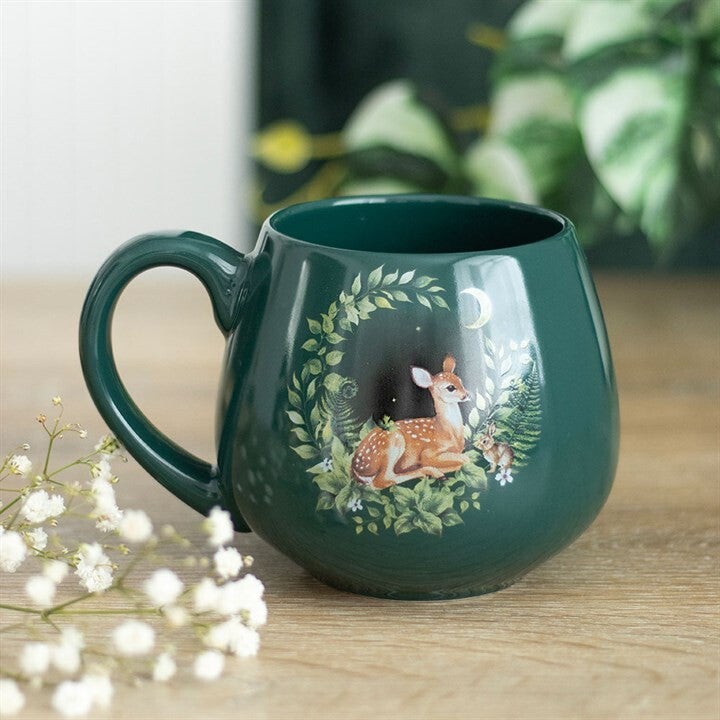 Fawn and Friends Large Green Fawn Rounded Mug