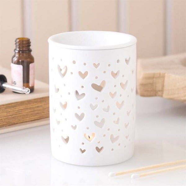 White Heart Cut Out Oil & Wax Burner