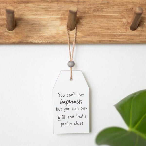 Happiness & Wine Hanging Sentiment Sign