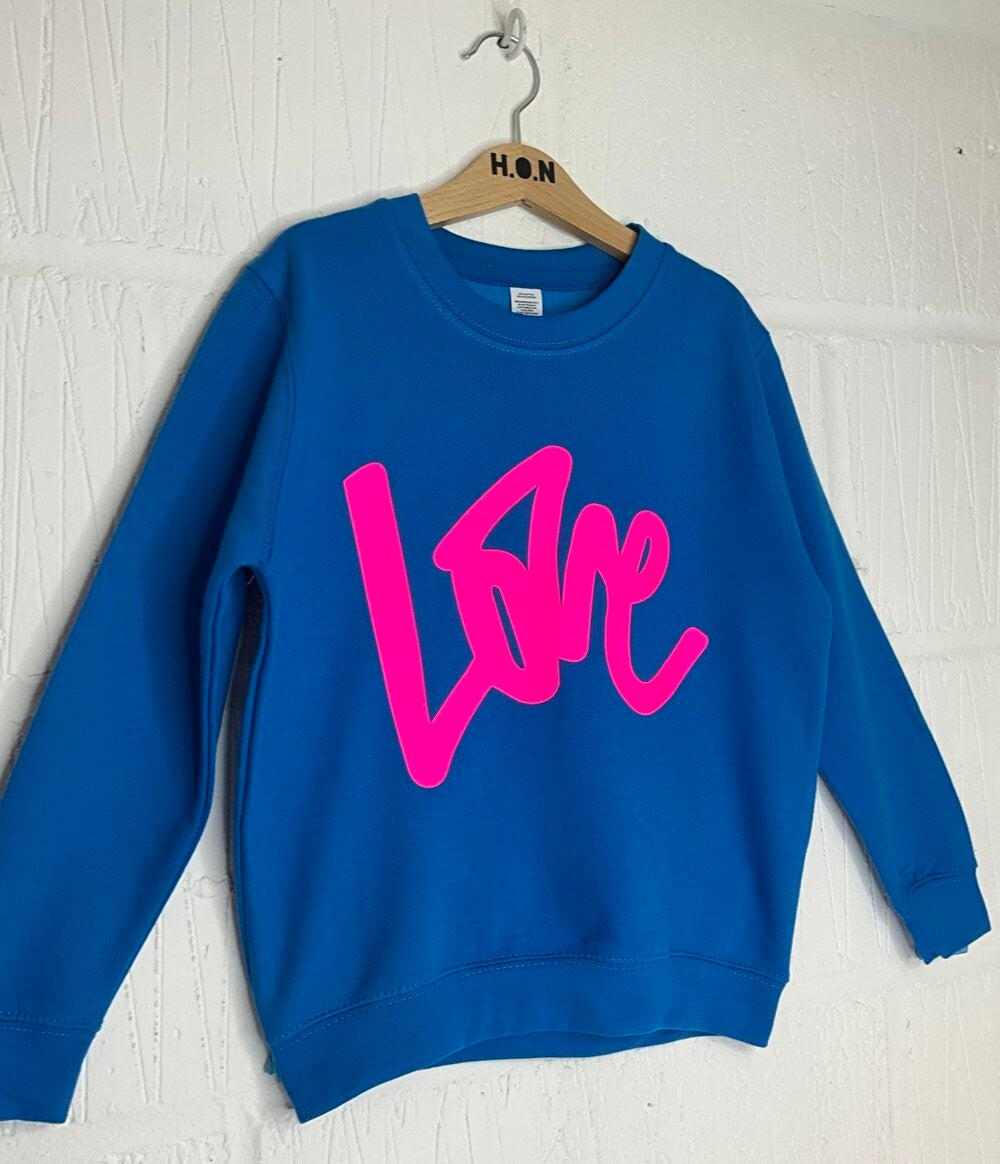 Kids Cobalt Blue Slogan Sweater