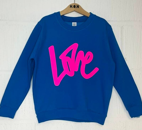 Oversized Cobalt Blue Slogan Love Sweater