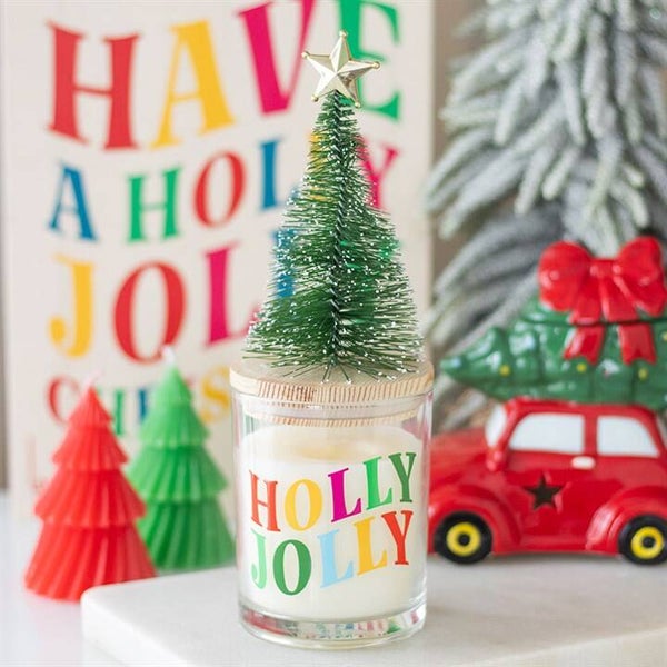 Holly Jolly Pine & Fir Glass Candle